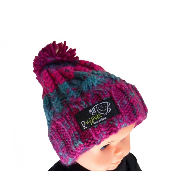 R-SPEKT Dětský Kulich Maxi PomPom Beanie Modrovínový